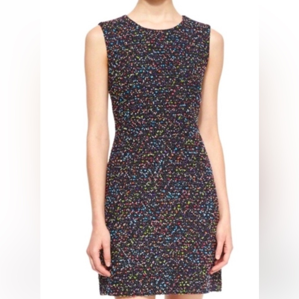 Diane von Furstenberg $448 Carrie Two Dress Sz 4 Boucle Tweed Multi Dot Confetti